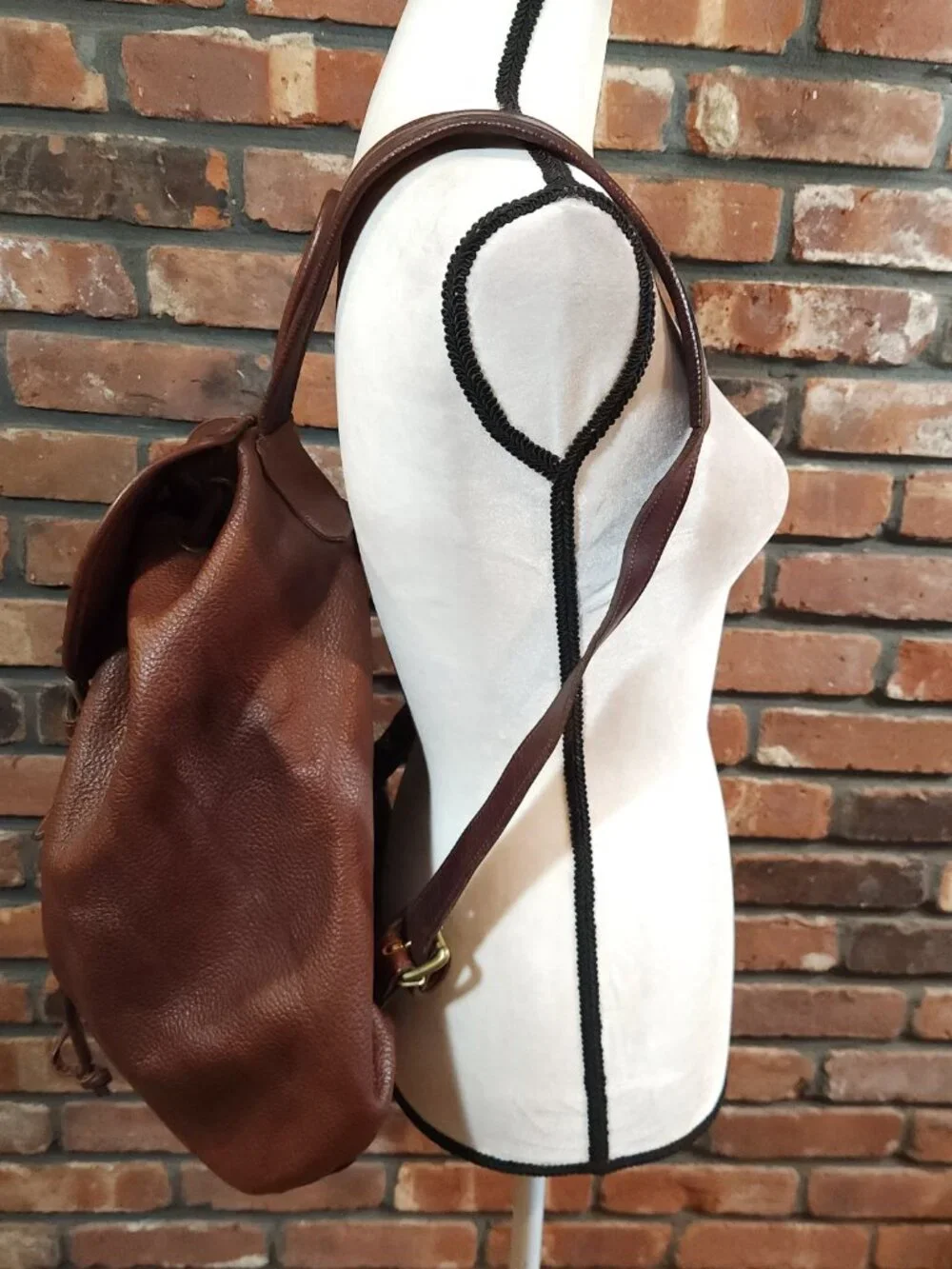 Tanner's Alley Leather Shop 100% Pebbled Leather Rucksack Backpack #455 Travel